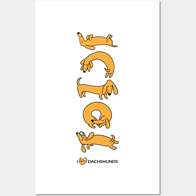 Bright Yellow Dachshunds Wall Art by I Love Dachshunds